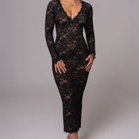 Robe Longue Canada en Dentelle Noire
