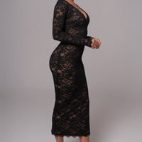 Robe Longue Canada en Dentelle Noire