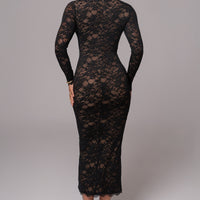 Robe Longue Canada en Dentelle Noire