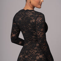 Robe Longue Canada en Dentelle Noire