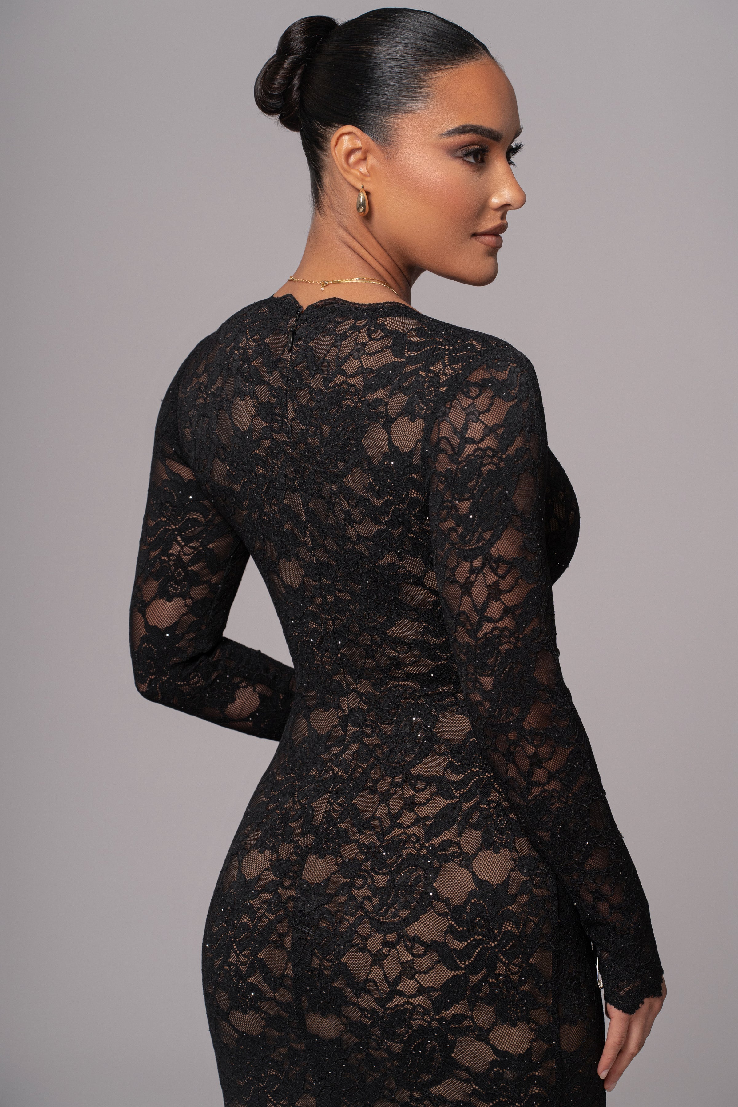 Robe Longue Canada en Dentelle Noire