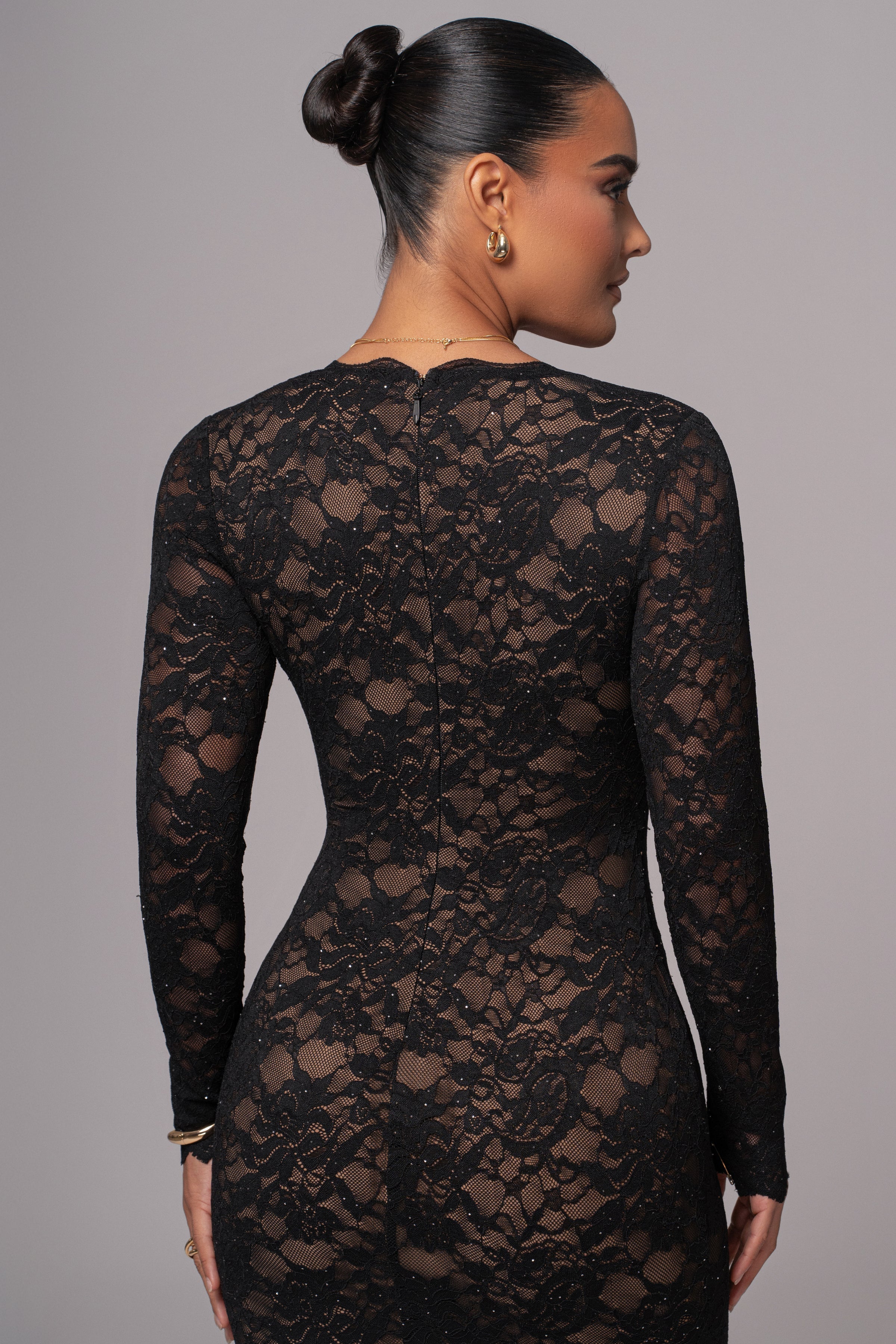 Robe Longue Canada en Dentelle Noire