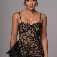 Robe Mini Marilyn en Dentelle Noire