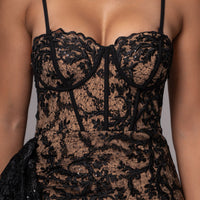 Robe Mini Marilyn en Dentelle Noire