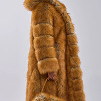 Manteau 'Monaco' Long en Fausse Fourrure à Capuche