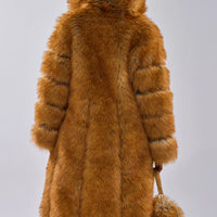 Manteau 'Monaco' Long en Fausse Fourrure à Capuche