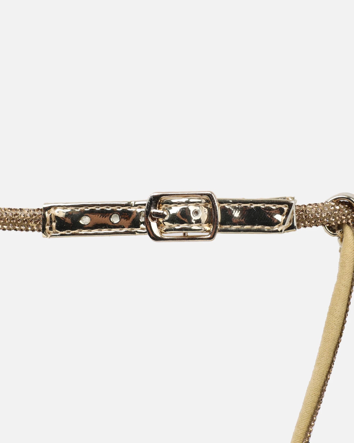 Sandales à Talons 'Stella' Or Miroir, Détails Diamants