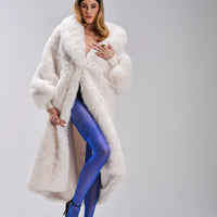 Manteau 'Arctica' Long en Fausse Fourrure Blanche