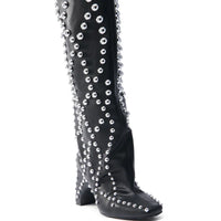 Bottes Noires Cloutées de Luxe