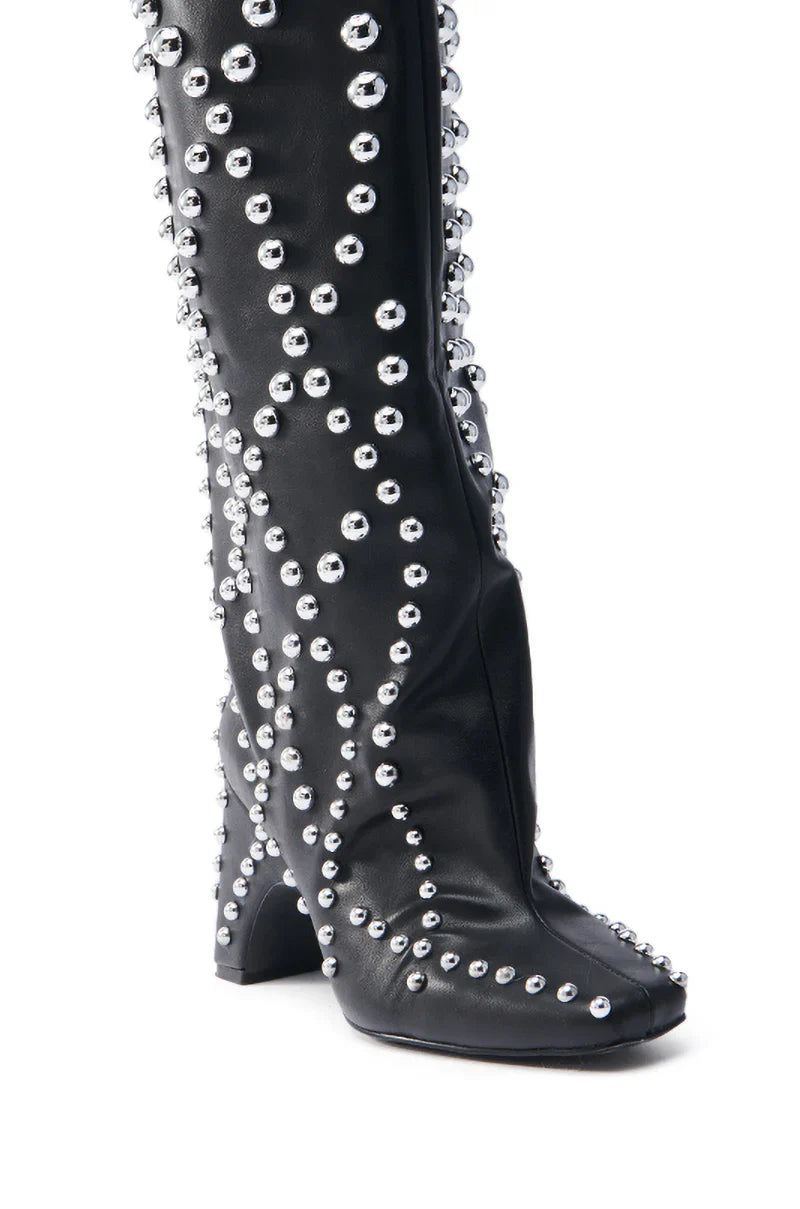 Bottes Noires Cloutées de Luxe