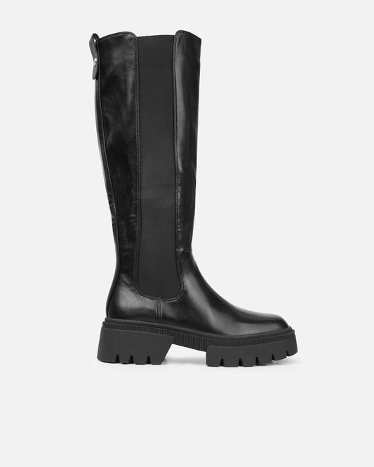 Bottes Montantes 'Aspen' Noires à Semelle Crantée
