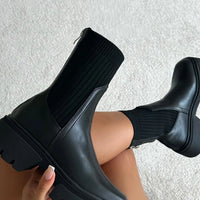 Bottines 'Brooklyn' Chunky en Tricot Noir