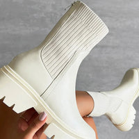 Bottines 'Brooklyn' Chunky en Tricot Couleur Pierre
