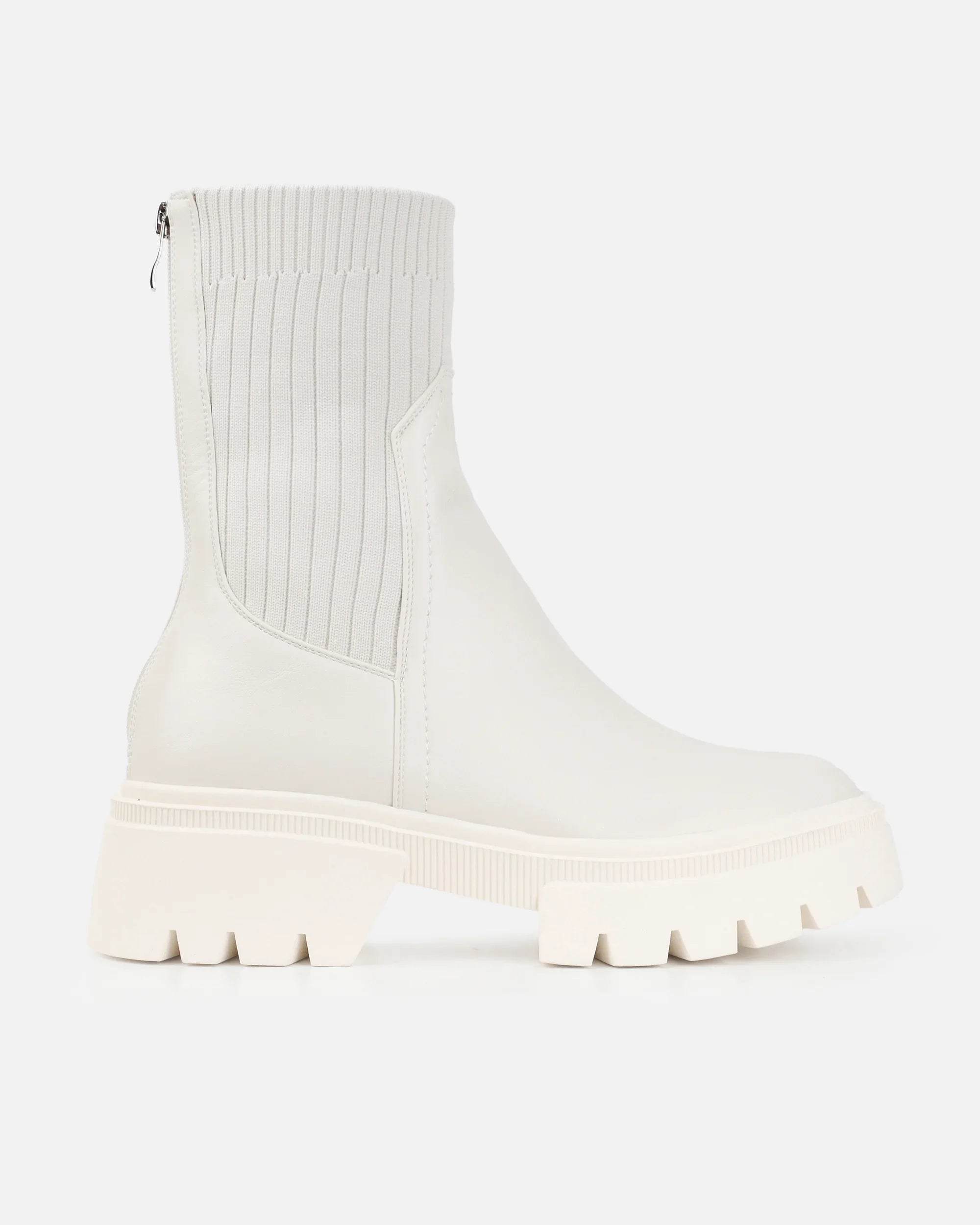 Bottines 'Brooklyn' Chunky en Tricot Couleur Pierre