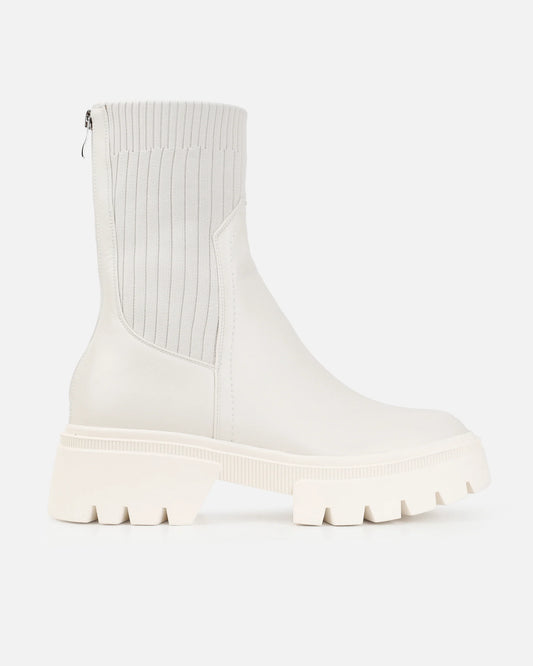 Bottines 'Brooklyn' Chunky en Tricot Couleur Pierre