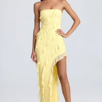 Maeveli Robe Maxi Bustier à Volants - Jaune Citron