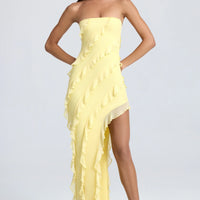 Maeveli Robe Maxi Bustier à Volants - Jaune Citron