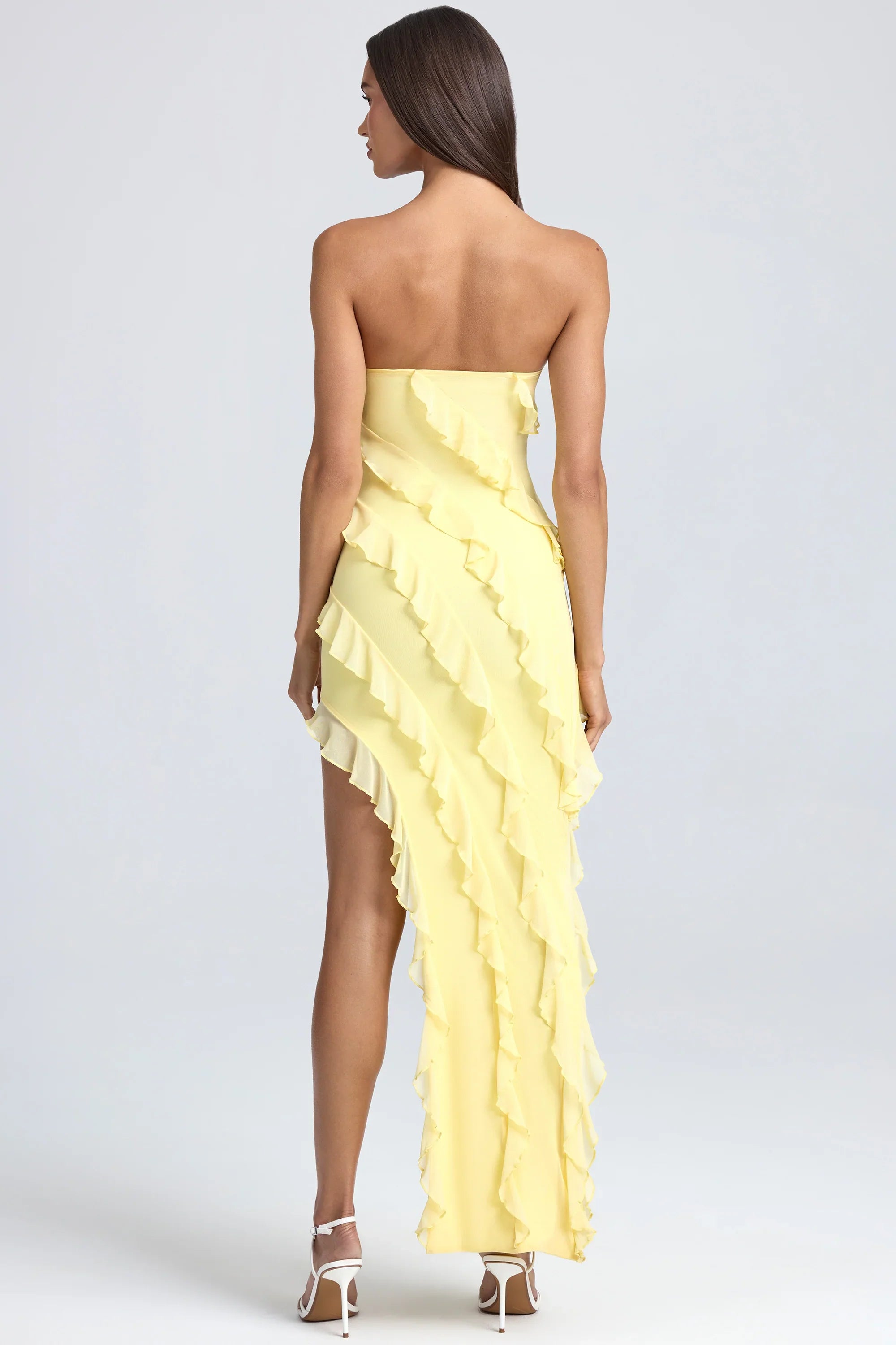 Maeveli Robe Maxi Bustier à Volants - Jaune Citron