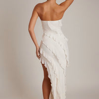 Maeveli Robe Maxi Bustier à Volants - Ivoire