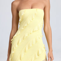 Maeveli Robe Maxi Bustier à Volants - Jaune Citron