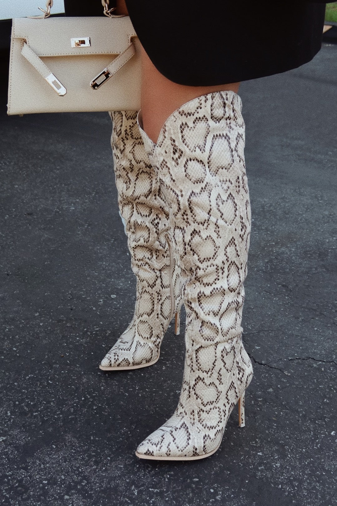 Bottes Montantes 'Whitney' Talon Aiguille Imprimé Serpent