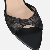 Sandales à Talon en Dentelle Noires