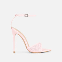 Sandales à Talon en Dentelle Rose