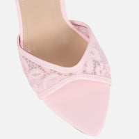 Sandales à Talon en Dentelle Rose