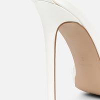 Sandales à Talon en Dentelle Blanches