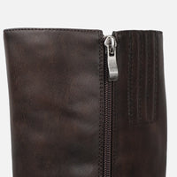 Bottes Motardes Chunky Vintage Marron à Hauteur de Genou