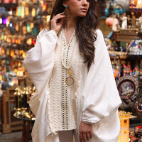 Off white high low kaftan blouse