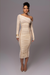 Robe Midi 'Naomi' Crème Pâle en Tulle Drapé