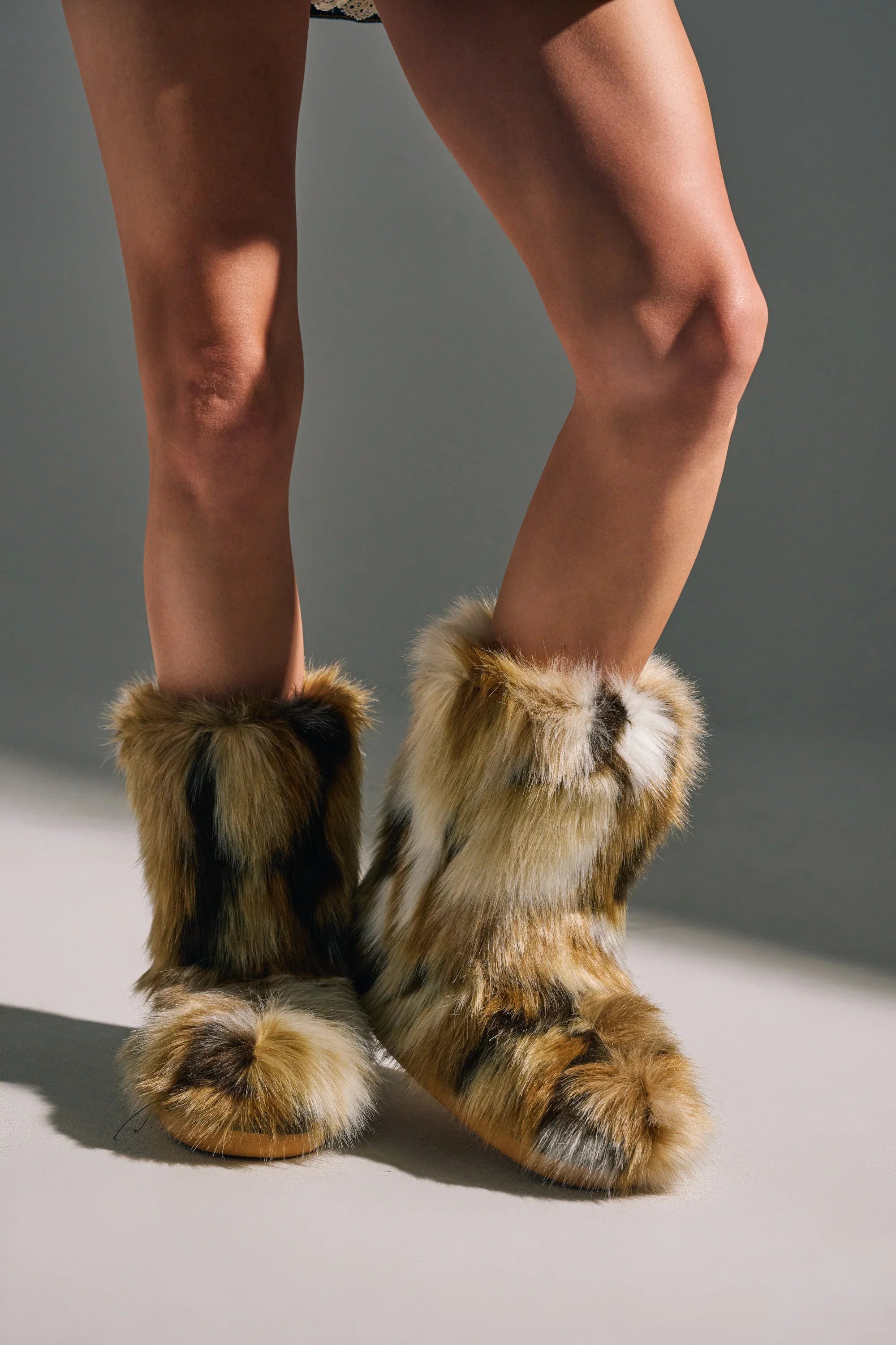 Bottines Plates 'Aspen' en Fausse Fourrure Marron