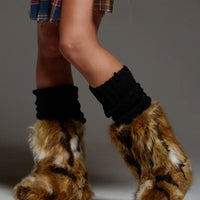 Bottines Plates 'Aspen' en Fausse Fourrure Marron