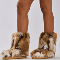 Bottines Plates 'Aspen' en Fausse Fourrure Marron