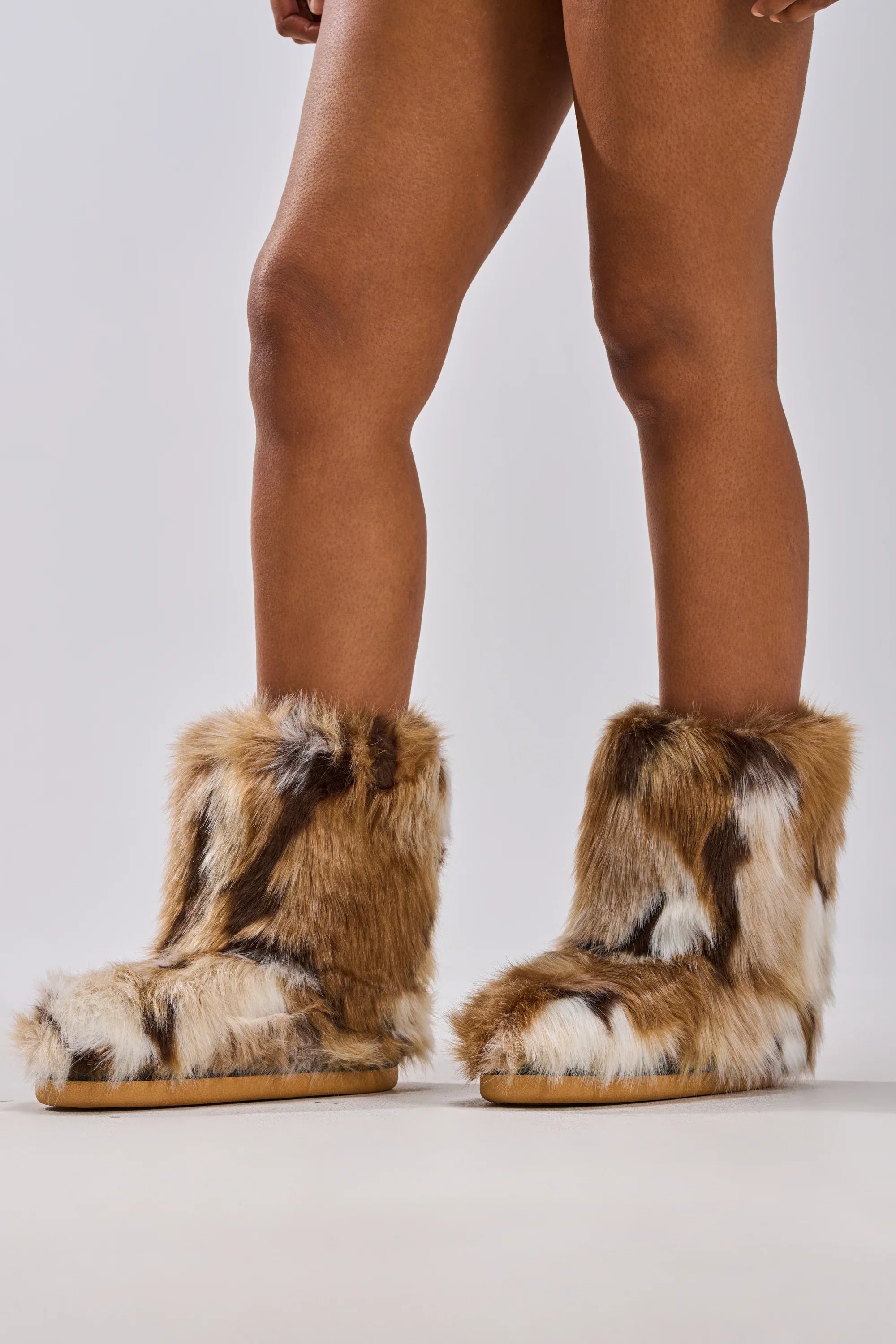 Bottines Plates 'Aspen' en Fausse Fourrure Marron