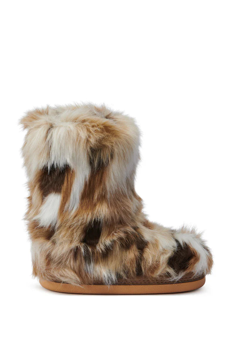Bottines Plates 'Aspen' en Fausse Fourrure Marron
