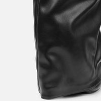 Bottes Noires Plissées à Revers Hauteur Genou
