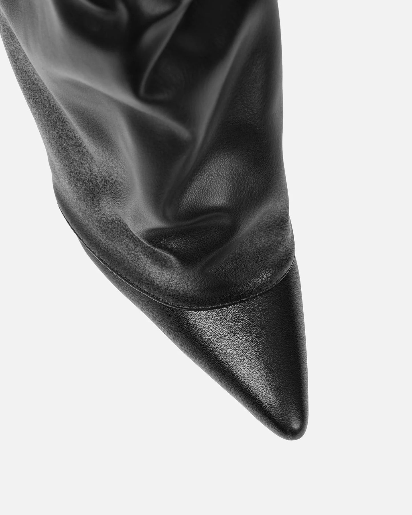 Bottes Noires Plissées à Revers Hauteur Genou