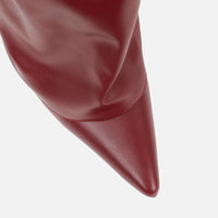 Bottes Bordeaux Plissées à Revers Hauteur Genou