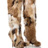 Bottes 'Ibiza' Hautes à Talon en Fausse Fourrure Multicolore