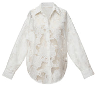 Ensemble 'Cannes' Floral Ivoire (Blouse et Pantalon)