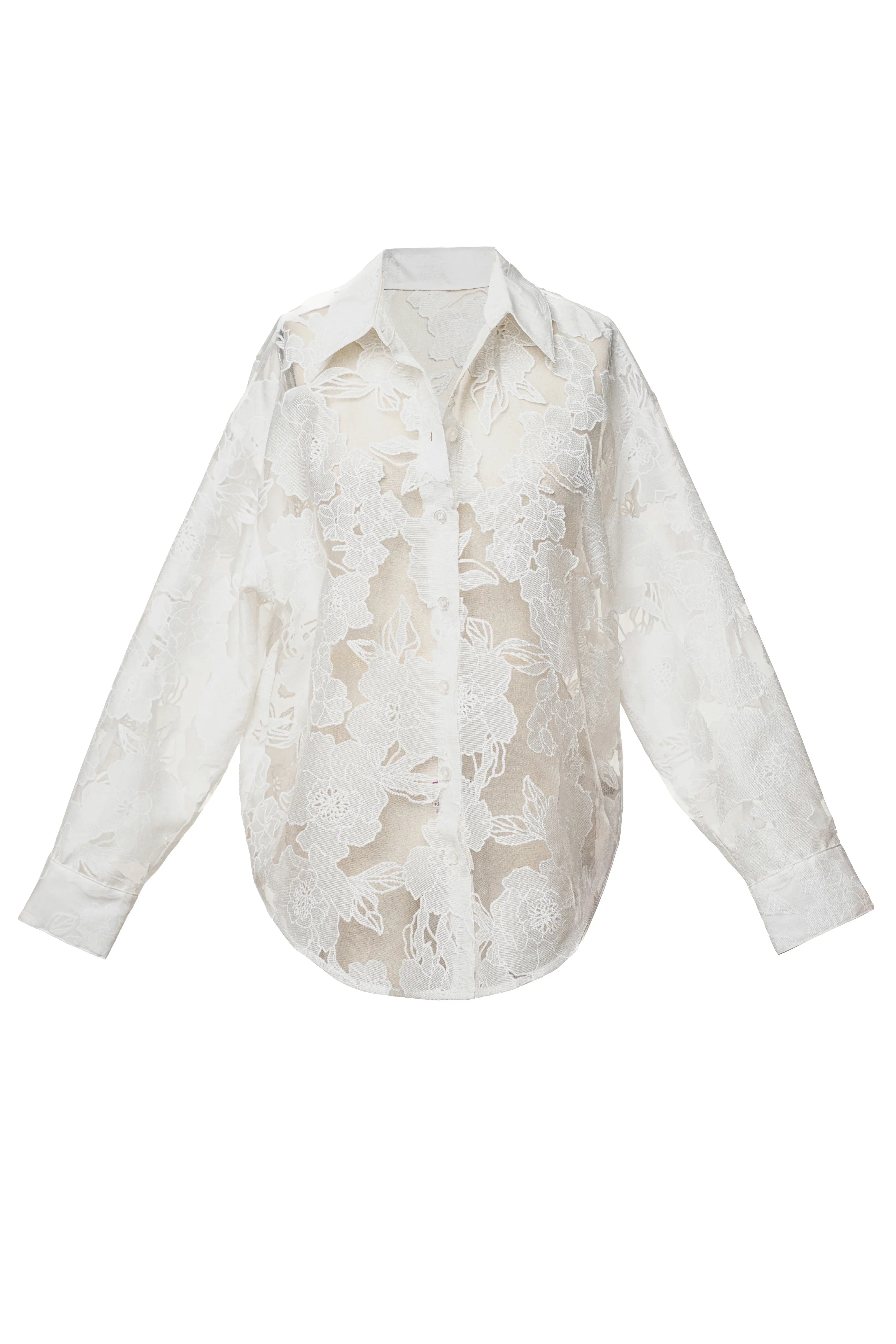 Ensemble 'Cannes' Floral Ivoire (Blouse et Pantalon)
