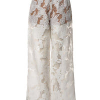 Ensemble 'Cannes' Floral Ivoire (Blouse et Pantalon)