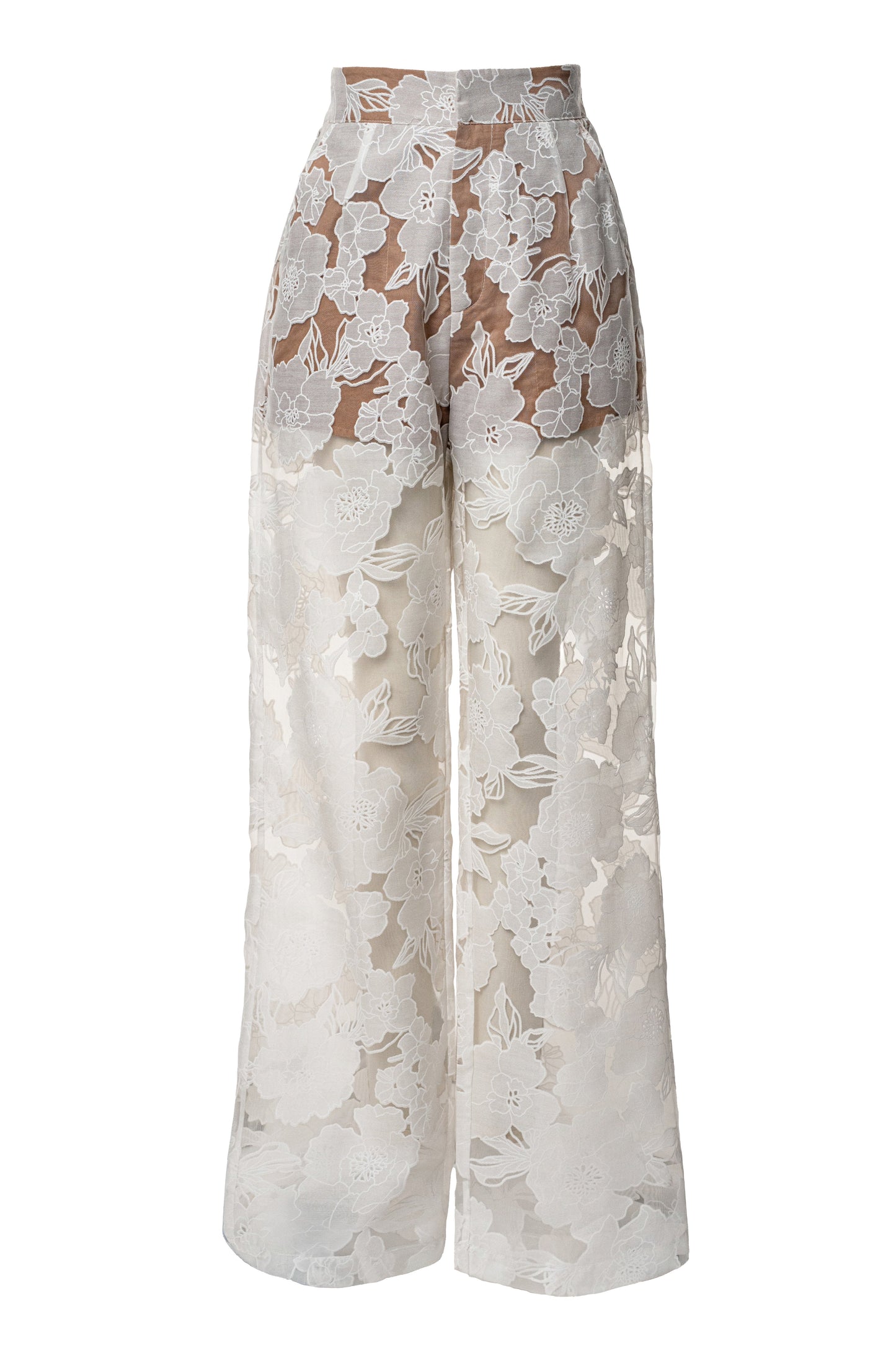 Ensemble 'Cannes' Floral Ivoire (Blouse et Pantalon)