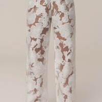 Ensemble 'Cannes' Floral Ivoire (Blouse et Pantalon)