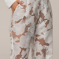 Ensemble 'Cannes' Floral Ivoire (Blouse et Pantalon)