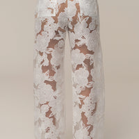 Ensemble 'Cannes' Floral Ivoire (Blouse et Pantalon)
