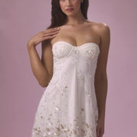 Gaia Robe Mini Bandeau Ornée - Ivoire