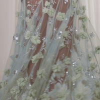 Lyra Robe Gown Corset en Tulle Orné Premium - Vert Sauge